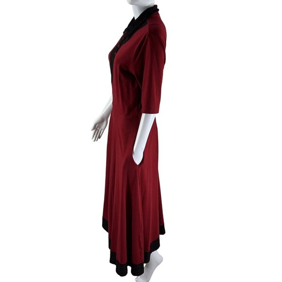 eShakti 14 Dress Artfully Floral Embroidered Ruched I Love Lucy Audrey Hepburn - Picture 5 of 16